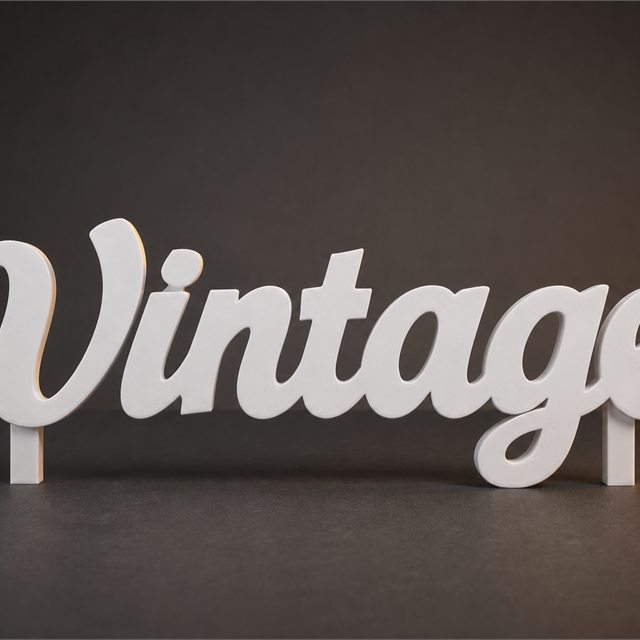 Bel samostoječi 3D napis Vintage
