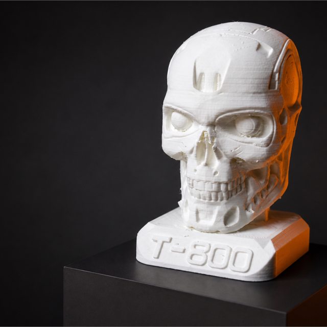 Bel 3D-tiskan dekorativni model robotske lobanje